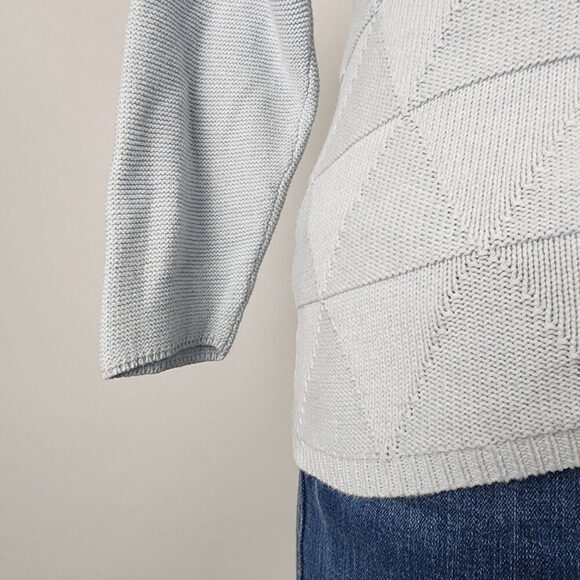 Marble Light Blue Cotton High Neck Knit Sweater Size XL - Picture 3 of 8